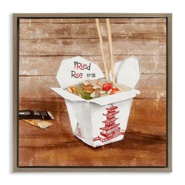 Imagem de Stupell Industries Caixa de Arroz Frito para Viagem Marrom Emoldurado Tela Flutuante Design de Arte de Parede por Juliet Rose Philips, 64 x 63 cm