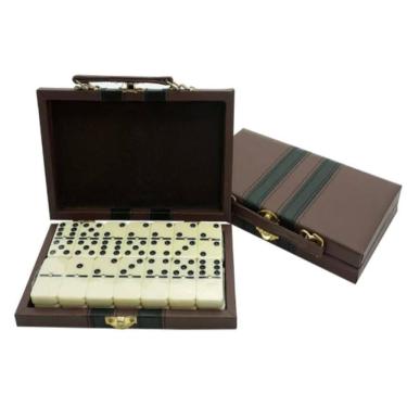 Imagem de Domino Profissional 28 Pecas Osso Com Maleta Luxo Jogo Profissional Estojo Caixa Completo