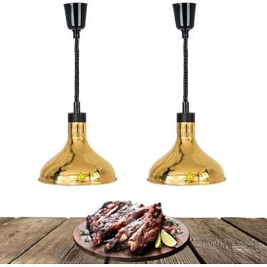 Imagem de Aquecedor De Lâmpada De Calor De Alimentos, Aquecedores De Alimentos Comerciais Para Restaurts, Suprimentos De Catering Com Lâmpada Infravermelha De 250w, Luz De Aquecimento De Buffet, Gold