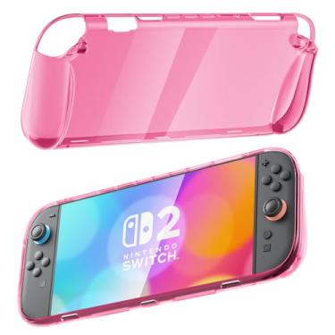 Imagem de Capa protetora para Nintendo Switch 2, fina e macia TPU Switch 2, capa protetora para console NS2 e Grip Joy-Con (rosa)