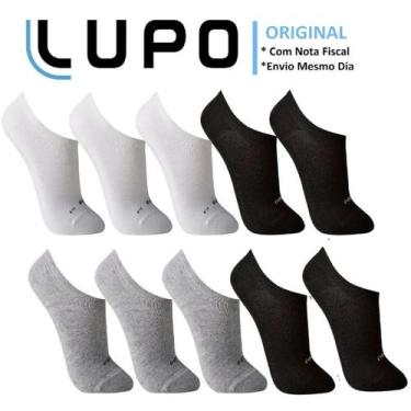 Imagem de Kit 10 Pares Meias Masculina Lupo Algodão Soquete Invisível, 45-48, So