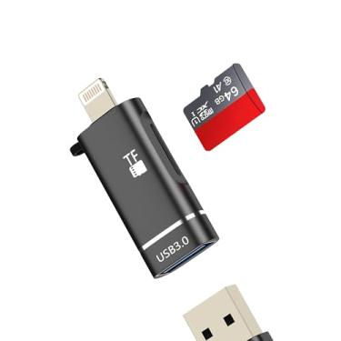 Imagem de Adaptador Lightning para USB (2 em 1) para iPhone 14 Leitor de cartão micro SD para Apple MFI Certified OTG 3.0 Câmera digital TF Memory Photo Transfer Flash Drive para iPad, teclado, mouse, conversor