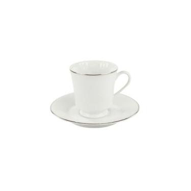 Imagem de Xícara Café com Pires 60ml Porcelana Schmidt - Dec. Filetado Prata Ita