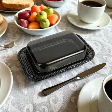 Imagem de Porta Manteigueira Fume Decorada Tranca Com Tampa Para Mesa - Keita