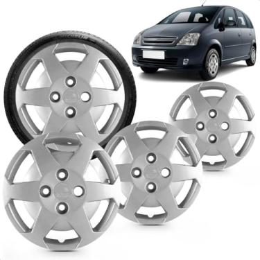 Imagem de Kit 4 Calotas Meriva Aro 14 Prata Cubo Baixo Grid