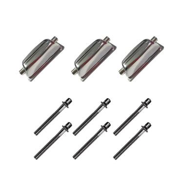 Imagem de Kit 3 Canoas Tom Caixa Cromo 18.5 + 6 Parafusos 51 X 6Mm M6