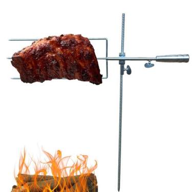 Imagem de Espeto Para Fogo De Chão Giratorio Reforçado 75 Cm Costelão - Riomar E