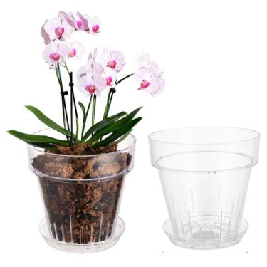 Imagem de SUADEN Vaso de vaso de acrílico transparente com bandeja de 2 peças (2, 7,1 polegadas)