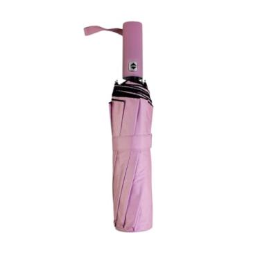 Imagem de Guarda Chuva Automático Abre e Fecha Grande Reforçado Contra Vento Com Proteção Solar Blackout Haste Dupla Cabe na Bolsa(Rosa)