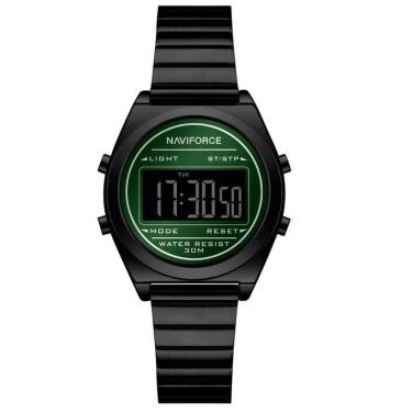 Imagem de Relógio Digital Feminino Com Pulseira De Aço Inoxidável De Quartzo Elegante Verde Preto