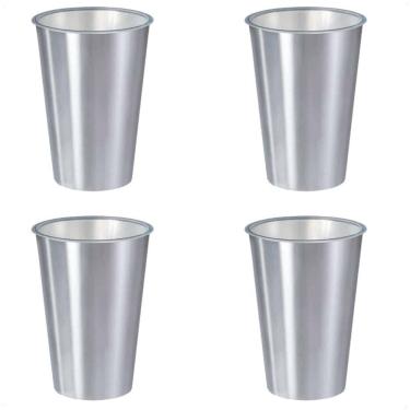Imagem de Kit 4 Copos 500 Ml Label Inox 14X8,5Cm Leve Prático Multiuso