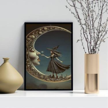 Imagem de Quadro Decorativo A Bruxa E A Lua 33X24Cm