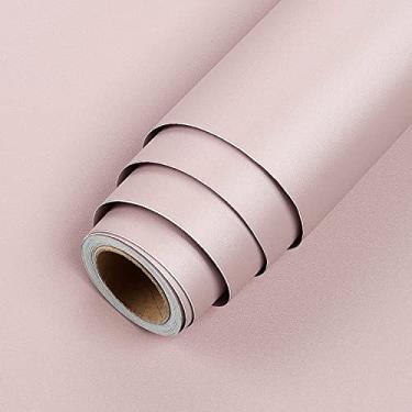 Imagem de LaCheery Papel de parede rosa 61 cm x 406 cm para quarto champanhe rosa descascar e colar papel de parede 61 centímetros de largura removível rosa claro papel de contato destacar e colar papel de parede rosa pálido texturizado para gaveta de parede de berçário
