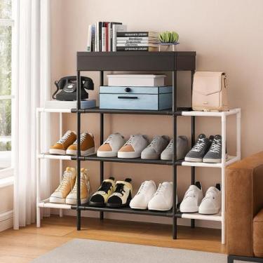 Imagem de Estante Multiuso 4 Andares Preta Branca Organizador Livros Objetos Sap