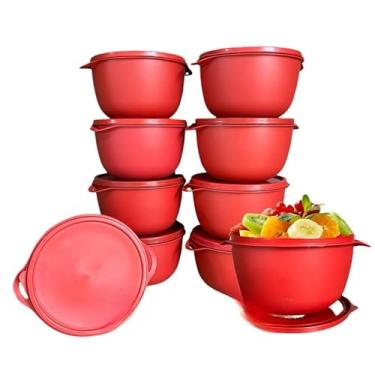 Imagem de KIT POTES COZINHA 10 POTE REDONDOS 500ML (vermelho)
