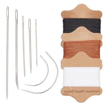 Imagem de letsinstyle 3 cores de linhas de costura de estofamento de couro, kit de reparo de costura de couro com 7 estilos de agulhas de lona, kit de costura resistente para assento de sofá de carro