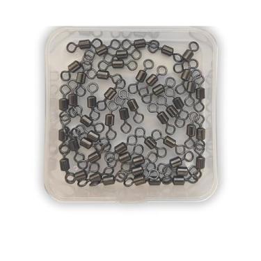 Imagem de ELLYCIO Barril giratório de pesca, equipamentos de pesca de aço inoxidável para pesca em água salgada em água doce, níquel preto, 9 kg a 136 kg (#0,5-47,2 kg-50 pacote (1,9 cm))