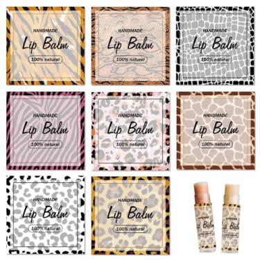 Imagem de CRASPIRE 80 peças, adesivo de protetor labial com estampa de leopardo, autoadesivo, protetor labial caseiro, textura animal, vintage, quadrado, faça você mesmo, adesivos para cosméticos, batons