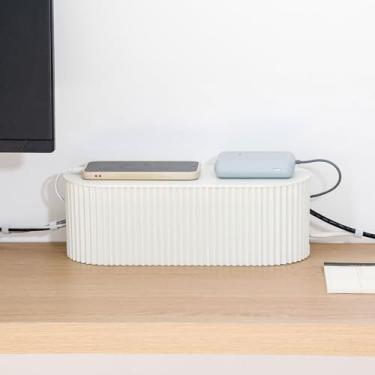 Imagem de Nineween Organizador de caixa de cabo branco, caixa oculta de cabo de plástico com tampa para mesa e chão, capa de filtro de linha para casa, escritório, computador, TV, escola, cozinha, capa