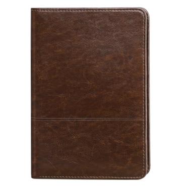 Imagem de Gorbado Fichário de padfolio/portfólio, mini pastilha de carteira 12 x 20 cm, pasta organizadora de documentos A5 para homens e mulheres, marrom escuro.