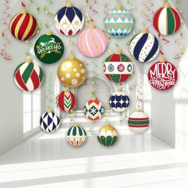 Imagem de Redemoinho para pendurar bola de Natal, 48 peças, espirais de folha de feliz Natal, decorações para pendurar no teto, ambientes internos e externos, suprimentos de festa