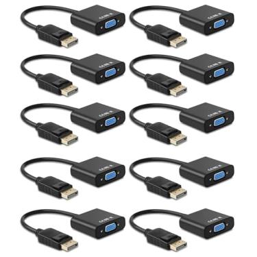 Imagem de Ankey Adaptador DisplayPort para VGA, pacote com 10 conversor DisplayPort DP para VGA banhado a ouro (macho para fêmea) para computador, desktop, laptop, PC, monitor, projetor, HDTV