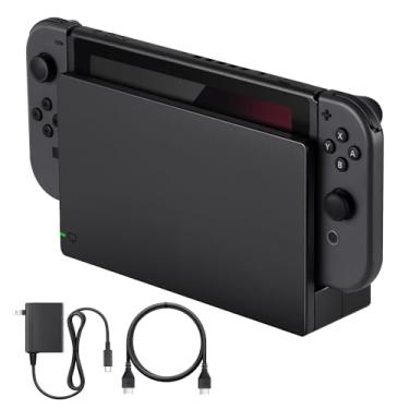 Imagem de Estação de base de TV para switch – Conjunto de estação de ancoragem base de TV de substituição 3 em 1 com módulo IC atualizado, carregador, cabo HDMI – Não serve para Switch 2