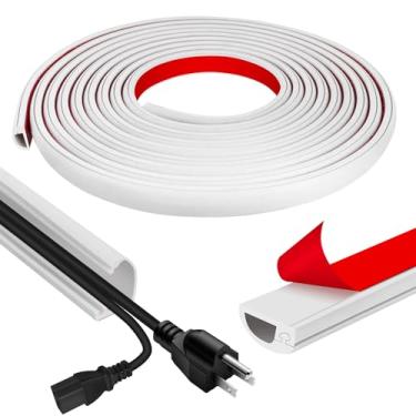 Imagem de Escondedor de cabos, ocultador de cabo de parede autoadesivo de 599 cm, capas de cabo de extensão para piso, capa de fio corretivo para TV montada na parede, cavidade de cabos de casa e escritório 1,6