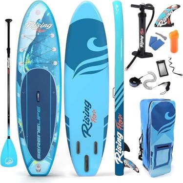 Imagem de Prancha Stand Up Paddle Inflável SereneLife SUP, Kit Completo com Remo, Bomba e Mochila, Design Estável para Yoga e Pesca, 320cm, Azul, SLSUPB518