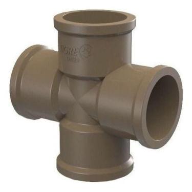 Imagem de Cruzeta PVC Marrom Soldável 1.1/2" 50mm - Tigre