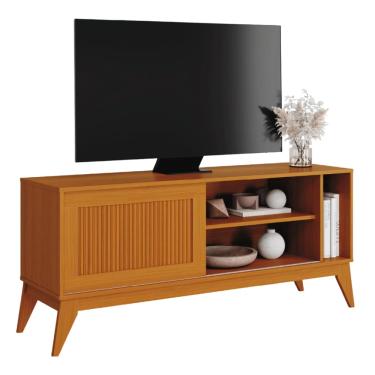 Imagem de Rack Bancada para TV até 55 Polegadas 1,36m Ripado Impressão 3D 1 Porta Cedro Aruba EDN