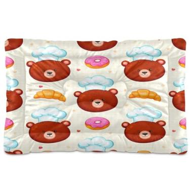 Imagem de Wassud Urso de desenho animado com chapéus, cama de cachorro, tapete lavável para cães e gatos, almofada de cama de viagem antiderrapante, almofada de canil para ambientes internos e externos, 45 x 61