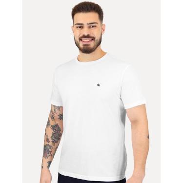 Imagem de Camiseta Calvin Klein Jeans Masculina CK Bordado Peito Branca-Masculino