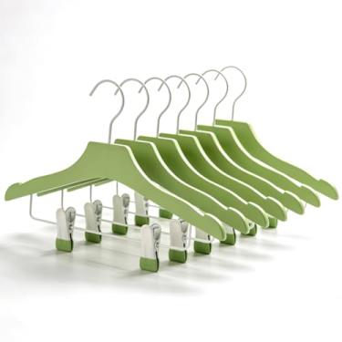 Imagem de HELEE Cabides verdes de madeira ultrafinos de madeira para armário de roupas, 20 peças, cabides de madeira para bebês, recém-nascidos, calças, calças de ganga, economia de espaço, resistente, durável