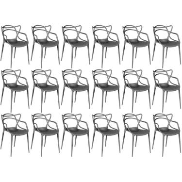 Imagem de Kit 18 Cadeiras De Jantar Allegra Prática Empilhável - Preto