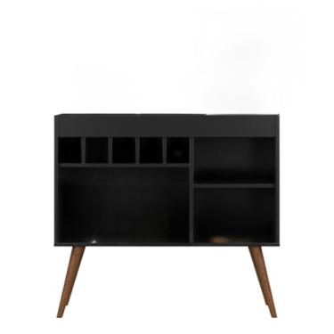 Imagem de Aparador Adega Bar Buffet para Sala de Estar Pés Palito Moderno com Nichos (PRETO)