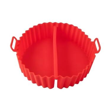 Imagem de Forma de Silicone para Airfryer e Micro-ondas com Divisória, Antiaderente, Qualidade Premium 20,5cm (Vermelho)