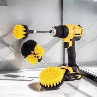 Imagem de Kit de 3 escovas de broca multiuso para reboco, piso, banheira, banheiro e superfície de cozinha, escovas de arranhões (amarelo)