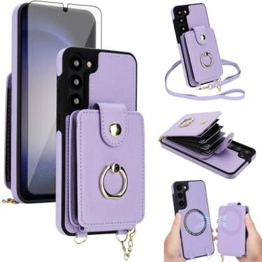 Imagem de Capa de telefone para Samsung Galaxy S23 5G capa carteira magnética destacável e protetor de tela anel suporte compatível com bloqueio de RFID MagSafe S 23 23S GS23 G5 SM-S911U 6,1 polegadas para