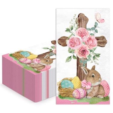 Imagem de WRAPAHOLIC 50 guardanapos de papel religiosos da Páscoa - Toalhas de mão descartáveis de 3 camadas para banheiro, primavera, batizado e chá de bebê - 11 x 19 cm