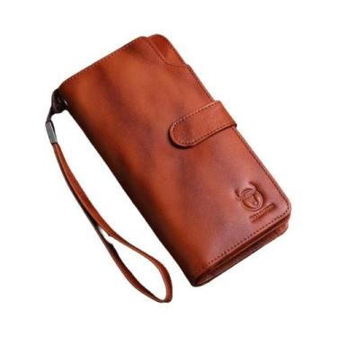 Imagem de Carteira Longa De Couro Masculina, Bolsa Clutch, Porta-Cartões De Créd