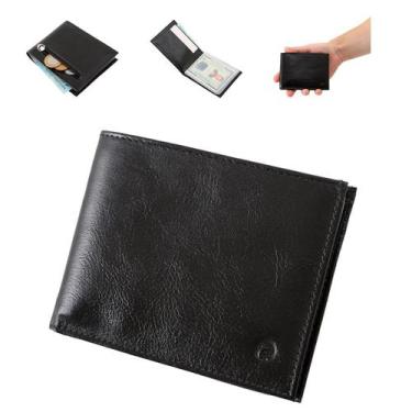 Imagem de Carteira Masculina Preta em Couro com Porta Cartões Moedas Documentos 