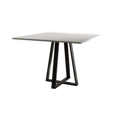 Imagem de Mesa De Jantar Mônaco 110cm Tampo Branco Pés Preto - Cor: Branco