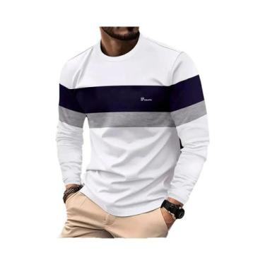 Imagem de Camiseta Masculina De Manga Longa Com Gola Redonda Estilo Básico Polié