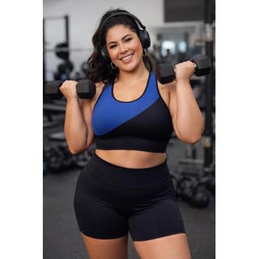 Imagem de Conjunto Plus Size Feminino Academia Cintura Alta Top Cropped e Short 