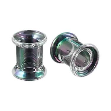 Imagem de Alargadores De Orelha De Vidro AB Coloridos, Túneis De Orelha De Vidro