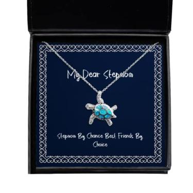 Imagem de SpreadPassion Presentes extravagantes de madrasta, madrasta da Chance Best Friends by Choice, colar de tartaruga opala para dia das mães para madrasta