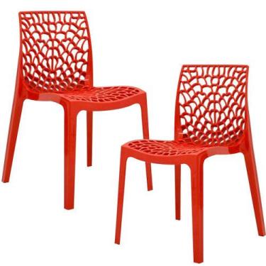 Imagem de Kit 02 Cadeiras Decorativas Sala De Jantar Gruvyer Vermelho - Lyam Dec