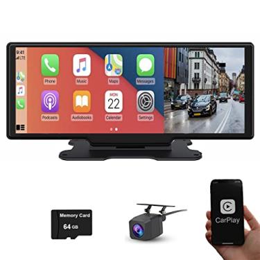 Imagem de Câmera com espelho retrovisor para carro carro Carplay Android Auto On Dashboard 4K 3840*2160P com WiFi Bluetooth Digital Gravador de vídeo lente dupla