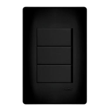 Imagem de Interruptor Triplo Simples 16A Fame Placa 4X2 Habitat Black
